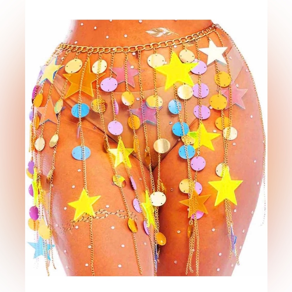 Neon Star Acrylic Waist Chain Skirt - Picture 3 of 6
